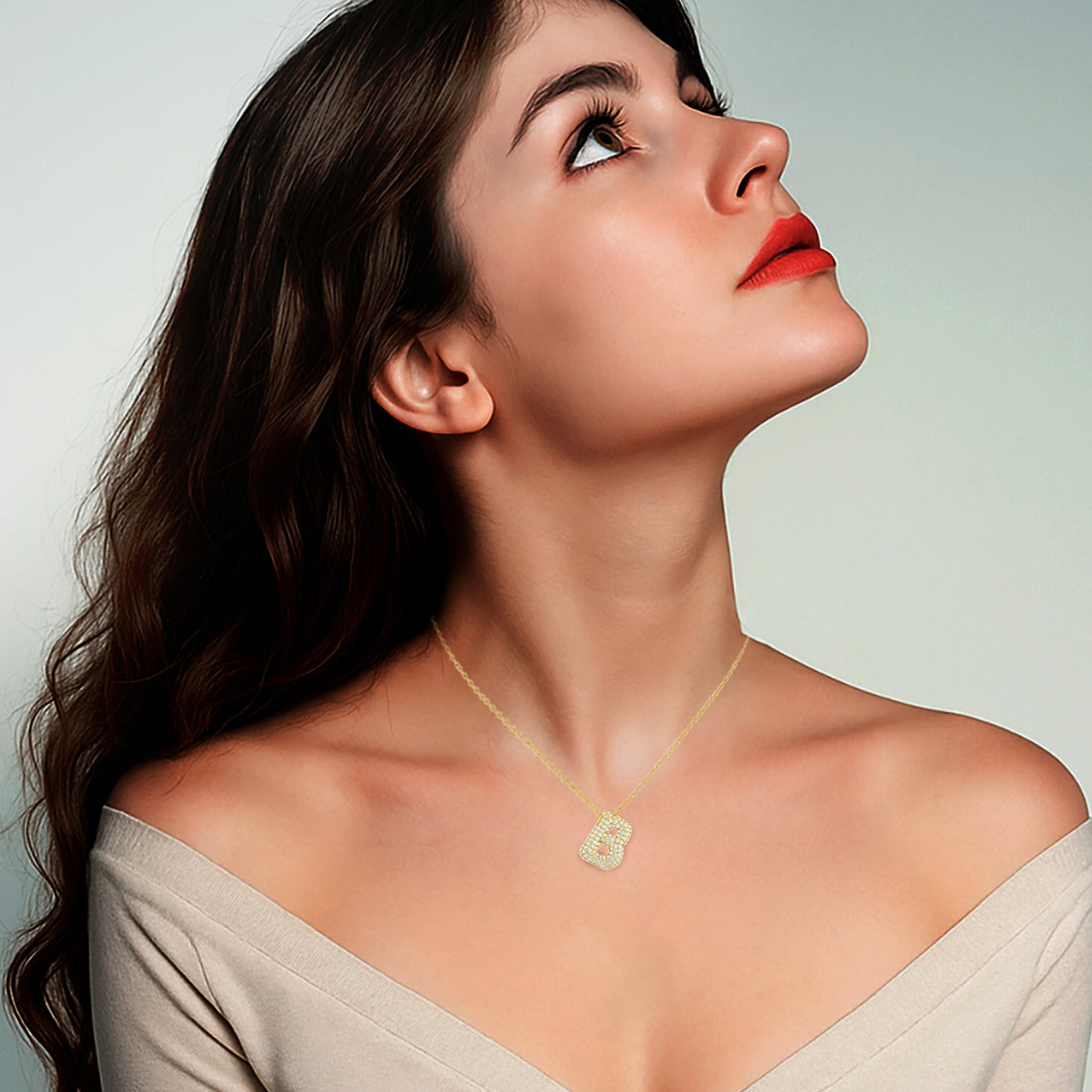 Bling Bubble Initial Letter Moissanite Necklace