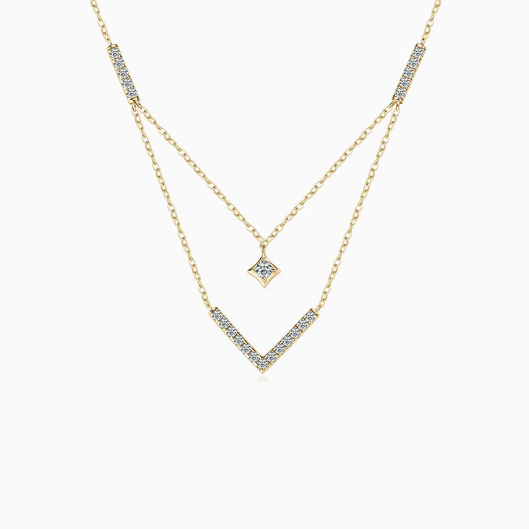 Calla Layered Moissanite  Necklace
