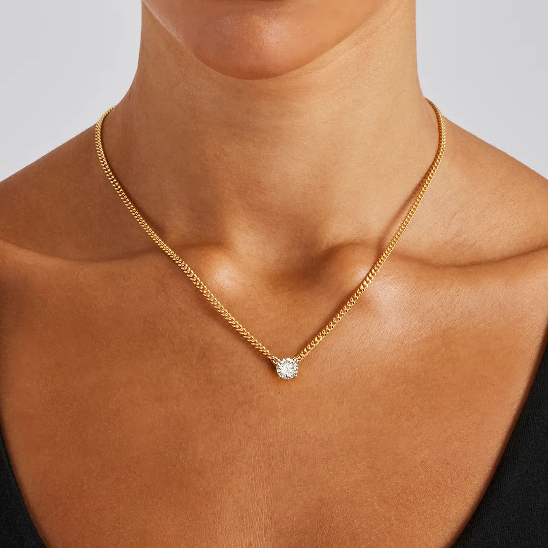 Catena Cuban Chain Round-Cut Moissanite Necklace