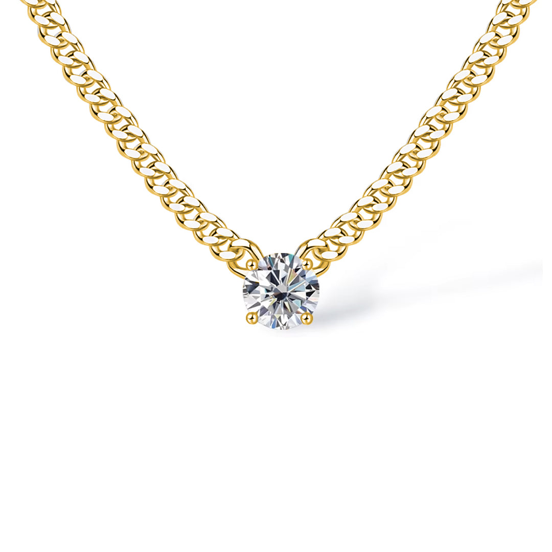Catena Cuban Chain Round-Cut Moissanite Necklace
