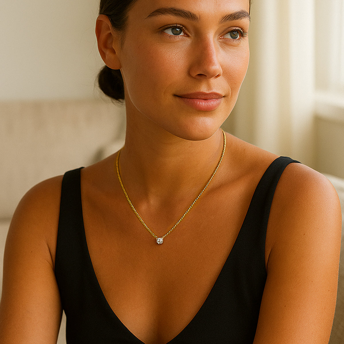 Catena Cuban Chain Round-Cut Moissanite Necklace