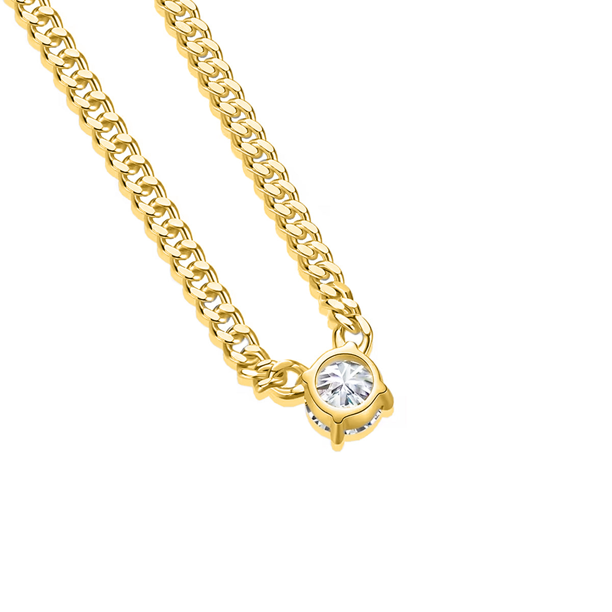 Catena Cuban Chain Round-Cut Moissanite Necklace