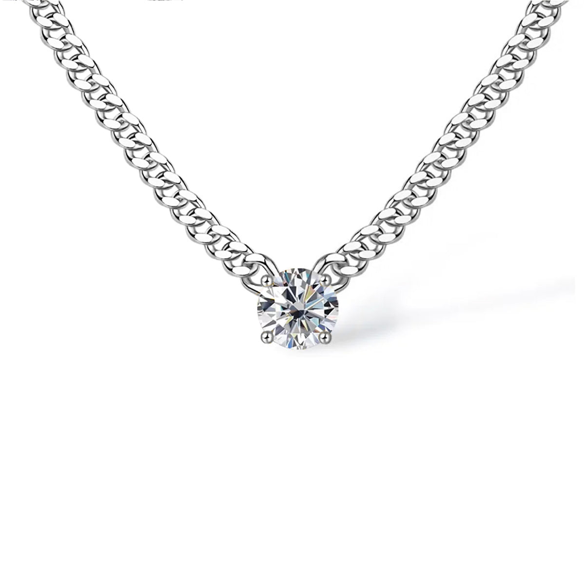 Catena Cuban Chain Round-Cut Moissanite Necklace