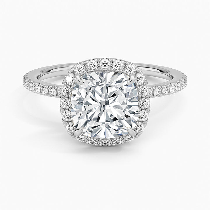 Liora Cushion-Cut Pavé Moissanite Halo Ring