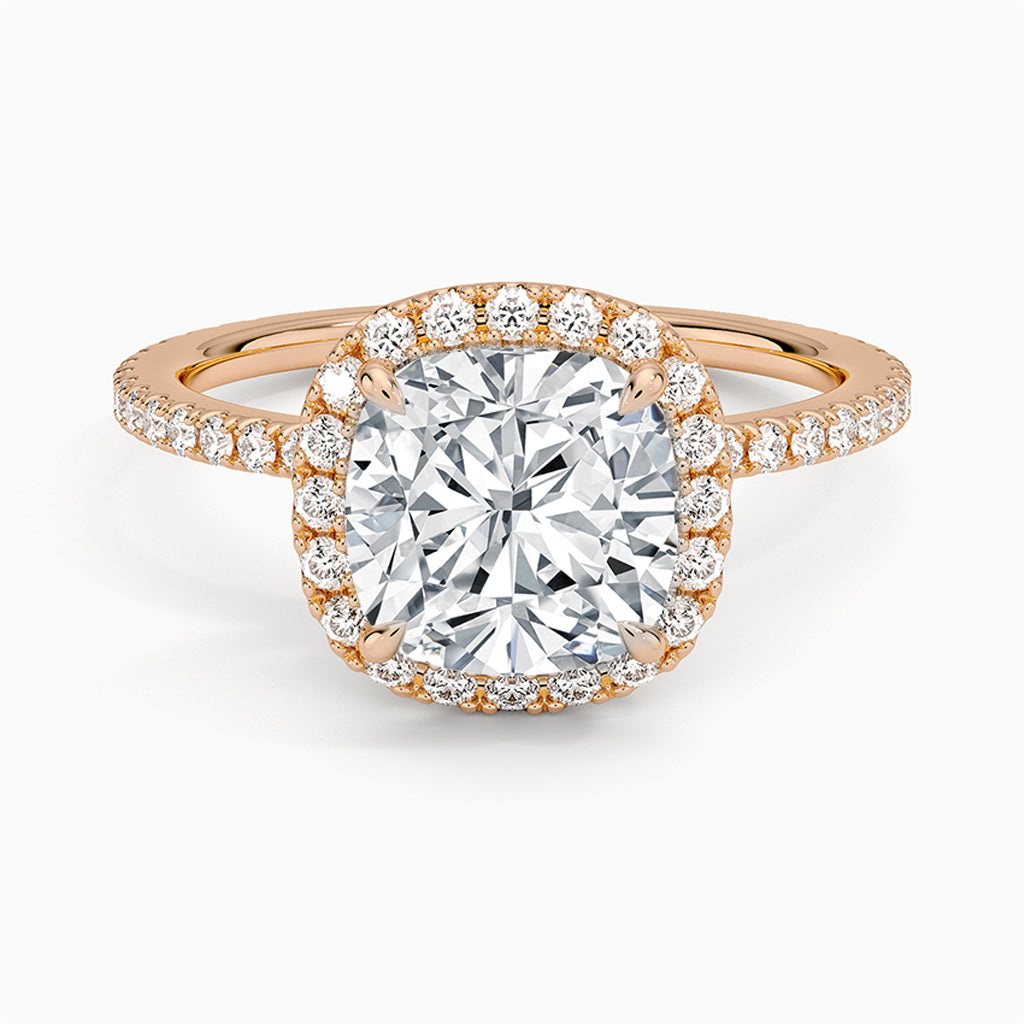 Liora Cushion-Cut Pavé Lab Diamond Halo Ring