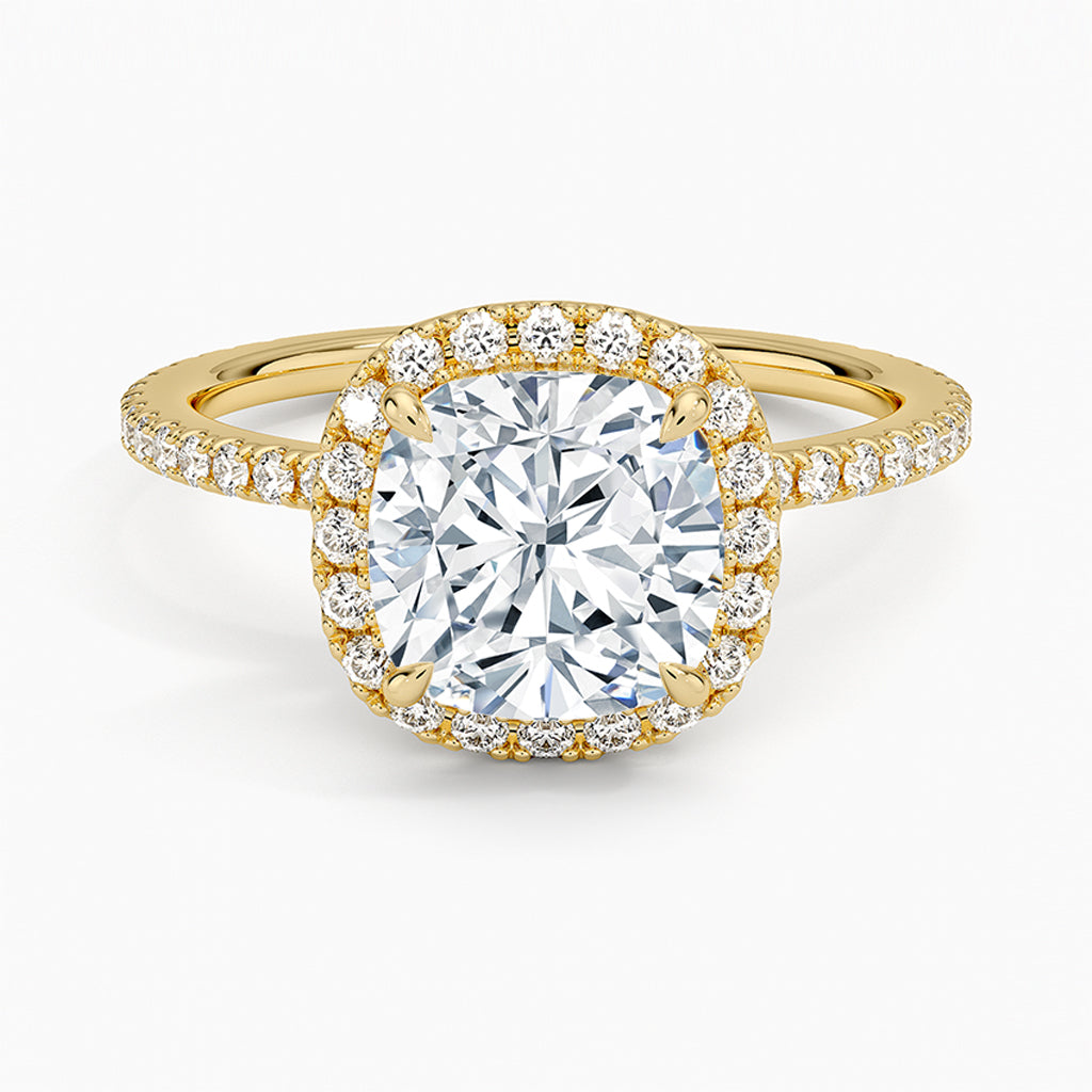 Liora Cushion-Cut Pavé Lab Diamond Halo Ring