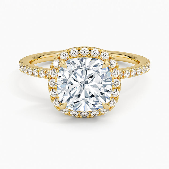 Liora Cushion-Cut Pavé Lab Diamond Halo Ring