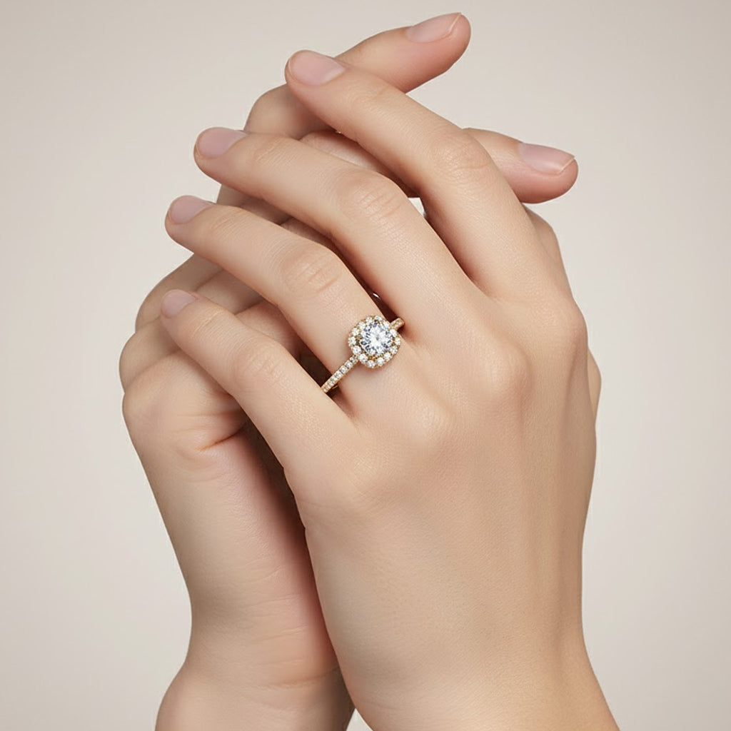 Liora Cushion-Cut Pavé Lab Diamond Halo Ring
