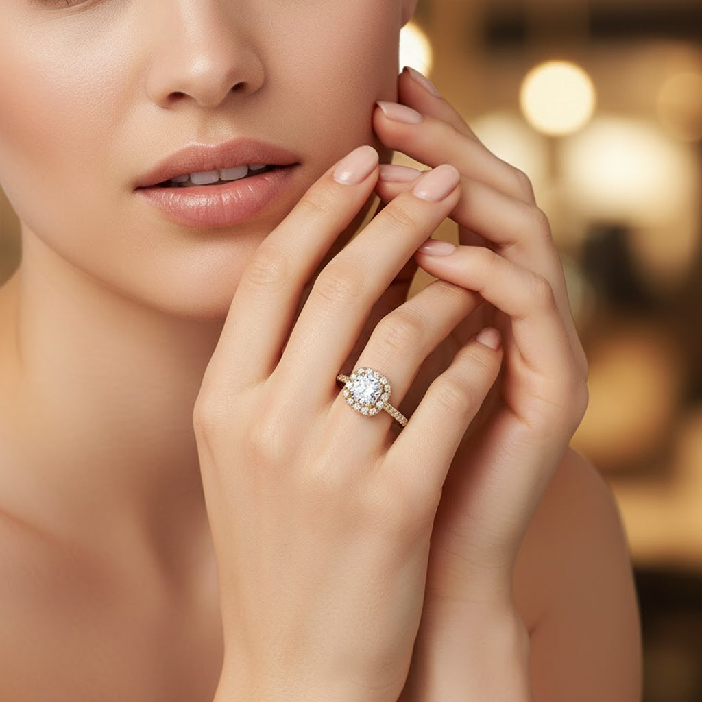 Liora Cushion-Cut Pavé Lab Diamond Halo Ring