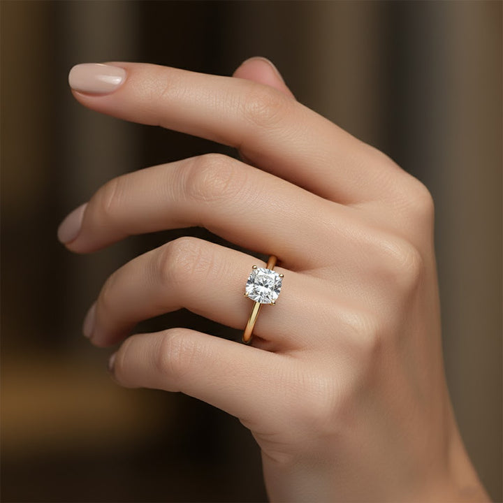 Erin Cushion-Cut Hidden Halo Lab Diamond Ring