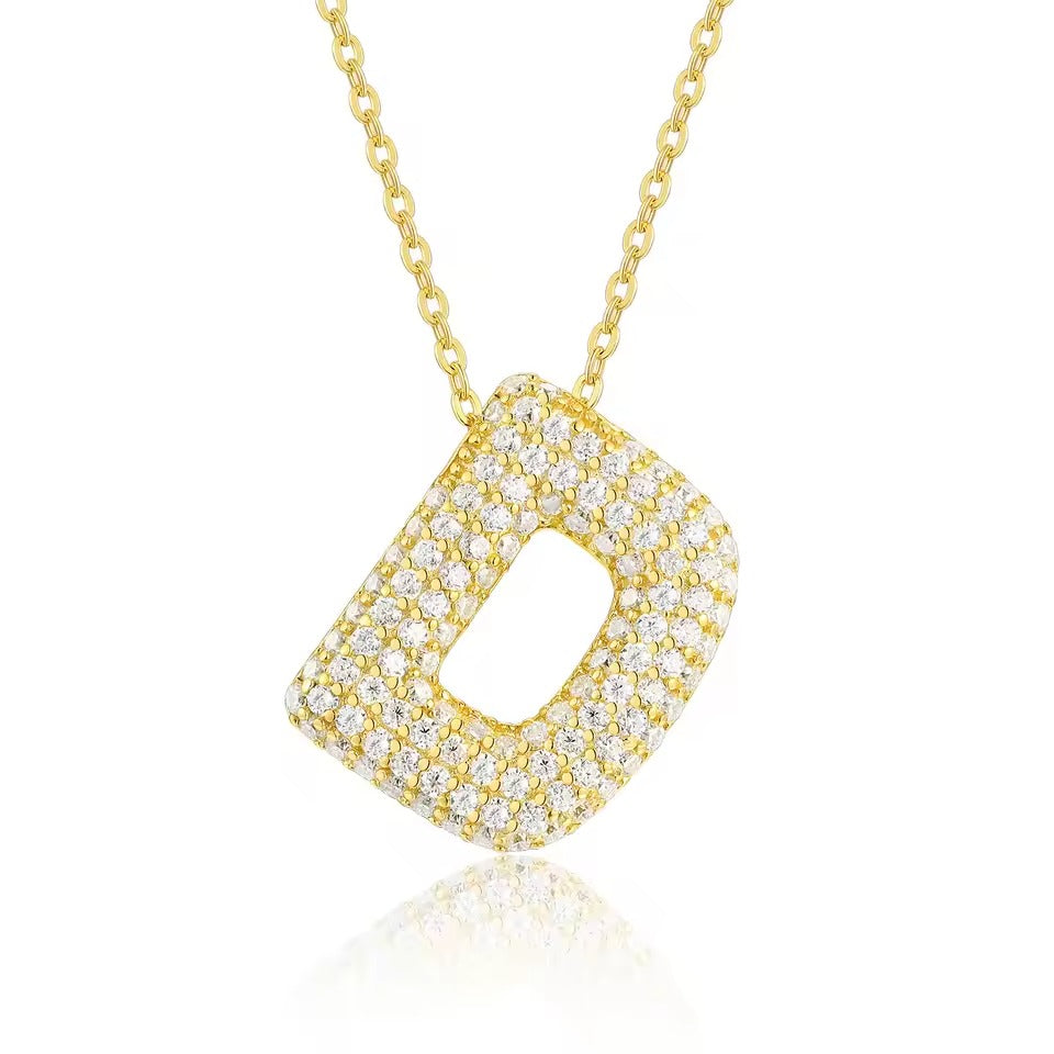 Bling Bubble Initial Letter Moissanite Necklace