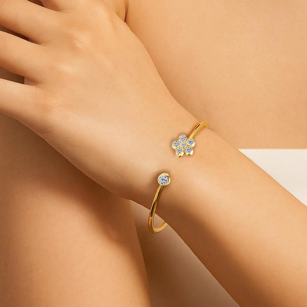 Daisy Moissanite Cuff Bracelet
