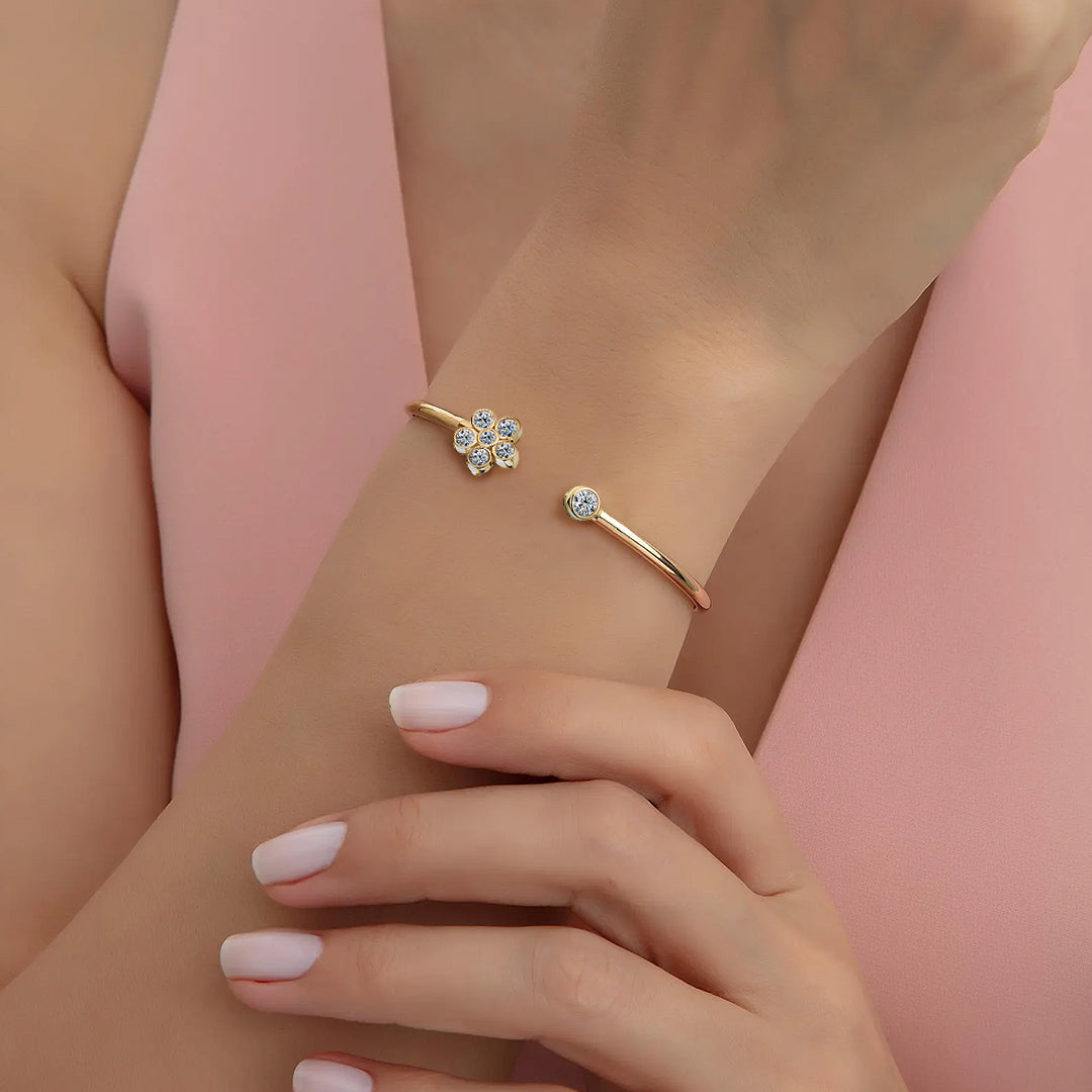 Daisy Moissanite Cuff Bracelet
