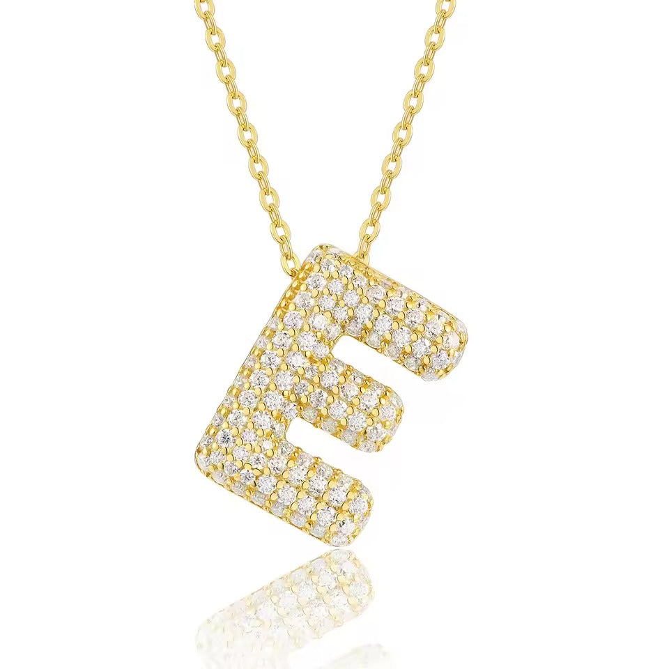 Bling Bubble Initial Letter Moissanite Necklace