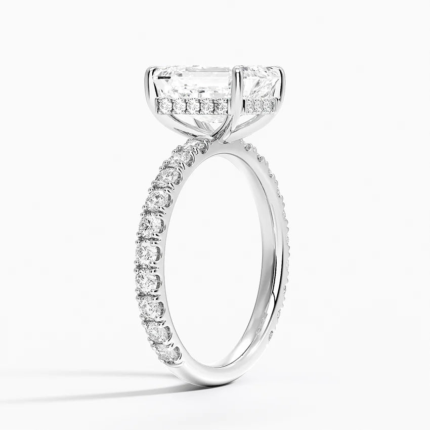 Ariston Emerald-Cut Moissanite Halo Ring