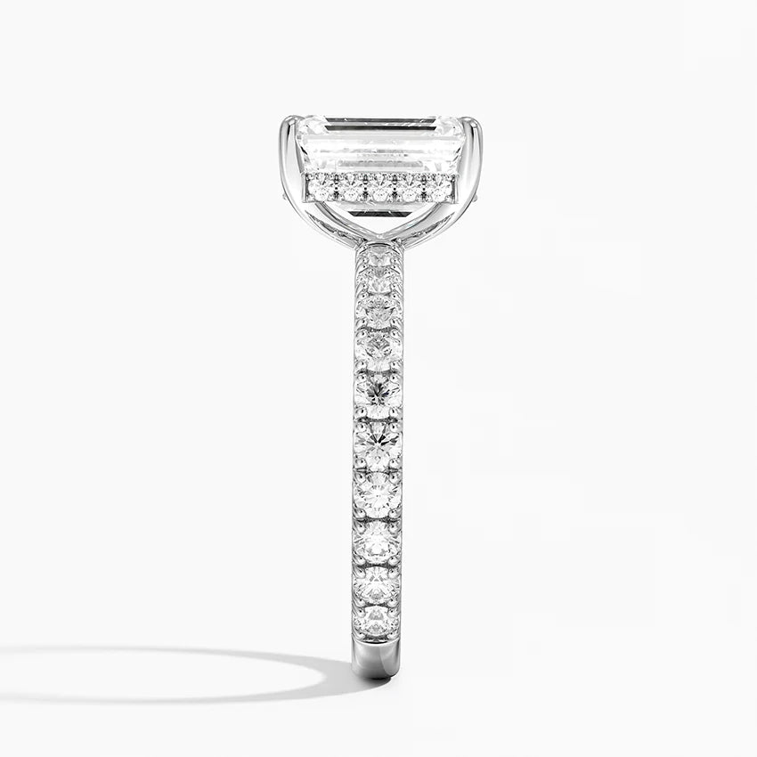 Ariston Emerald-Cut Moissanite Halo Ring