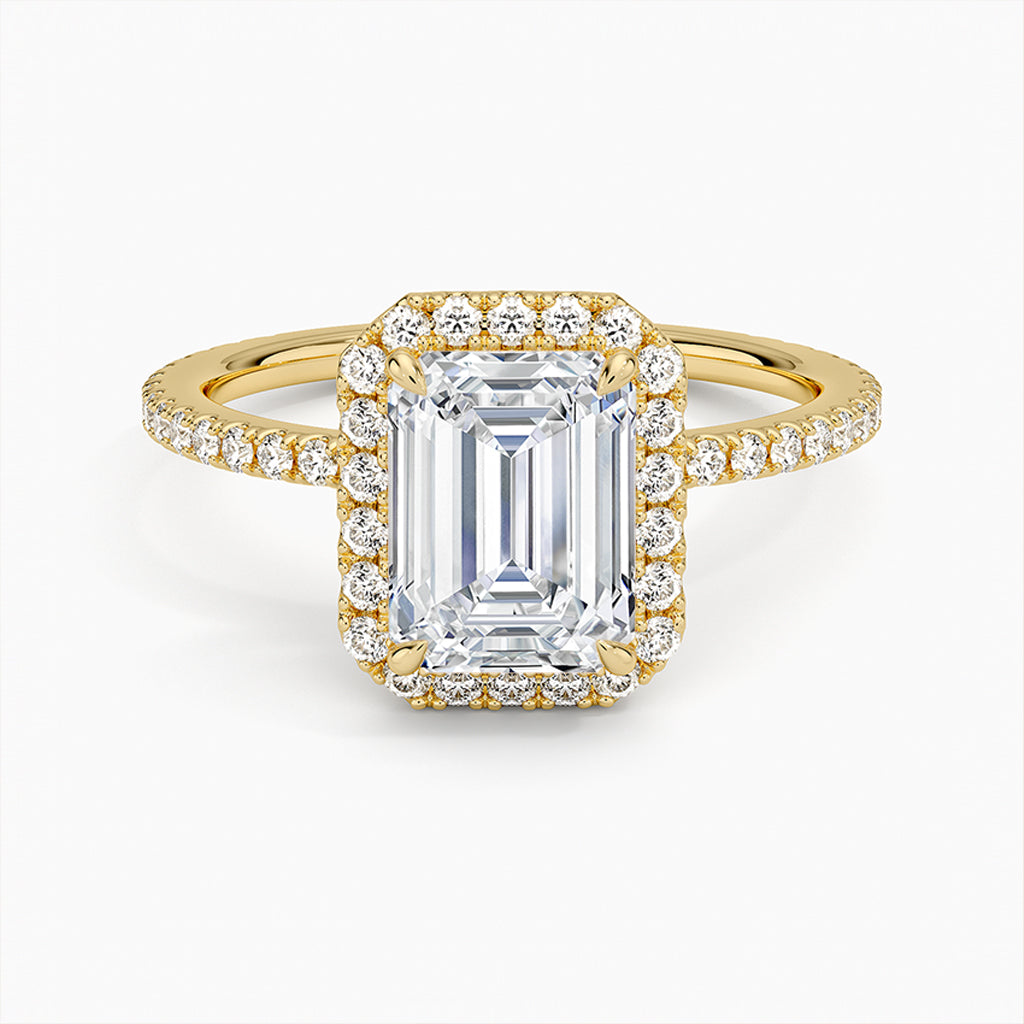 Daphne Emerald-Cut Pavé Lab Diamond Halo Ring