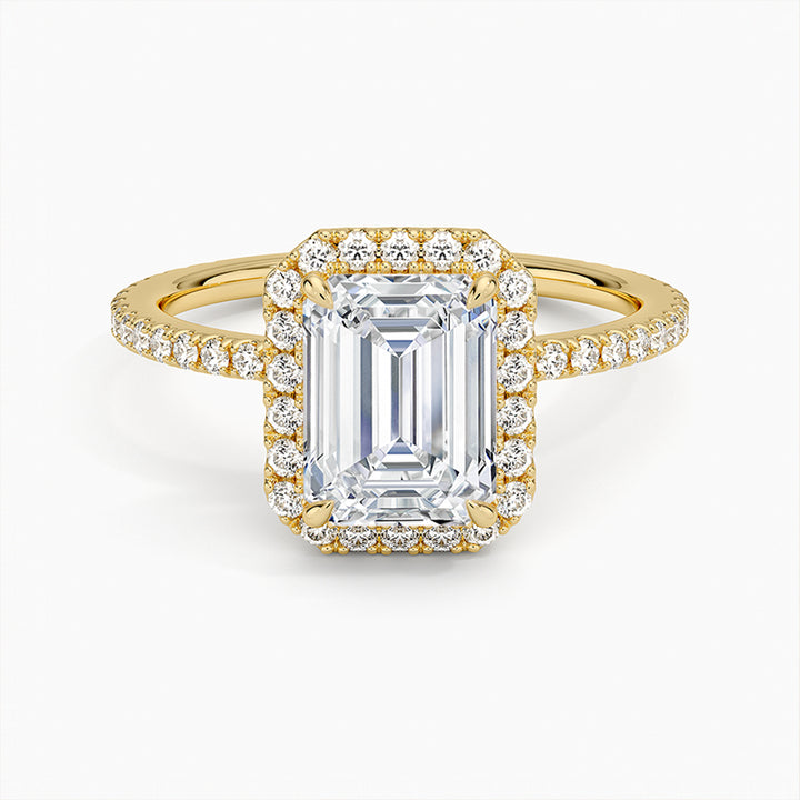 Daphne Emerald-Cut Pavé Lab Diamond Halo Ring