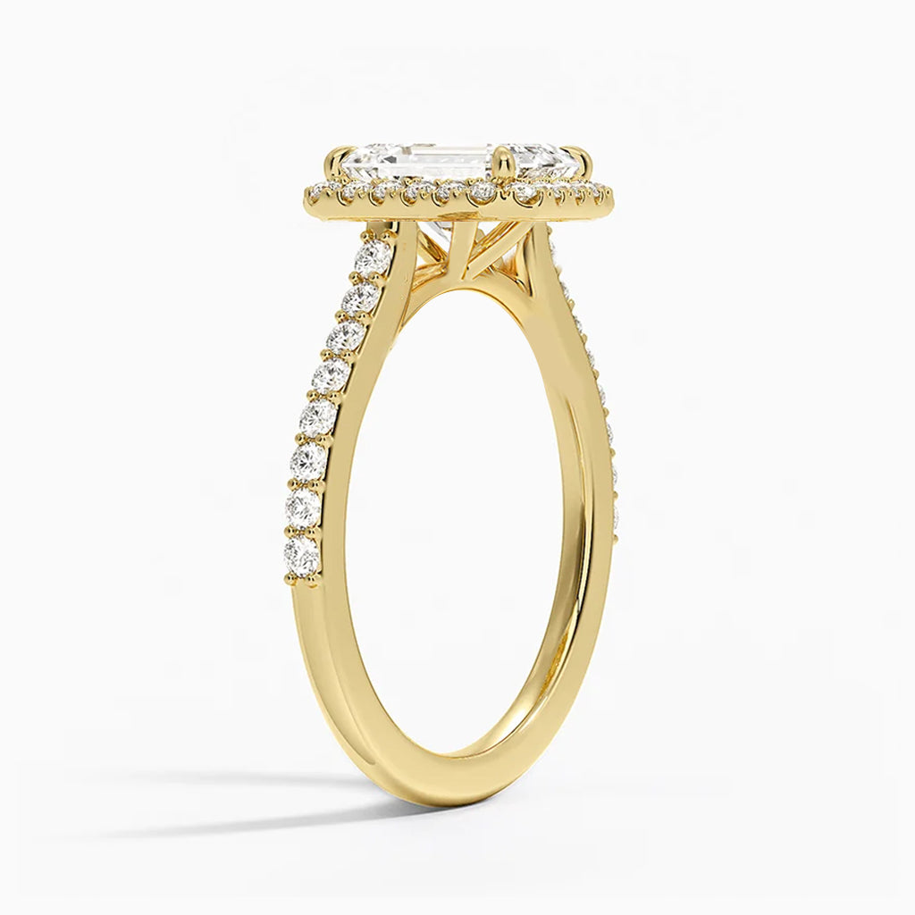 Daphne Emerald-Cut Pavé Lab Diamond Halo Ring