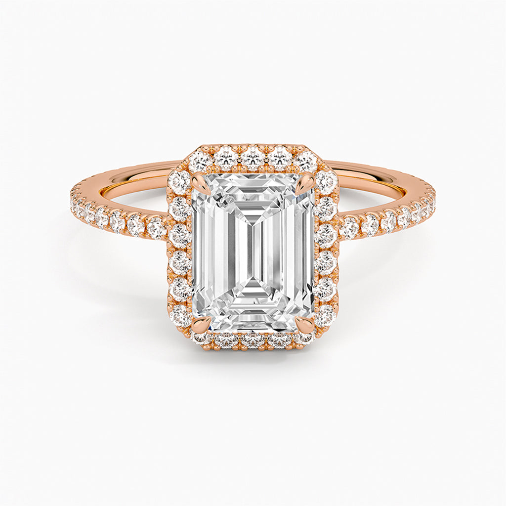 Daphne Emerald-Cut Pavé Lab Diamond Halo Ring