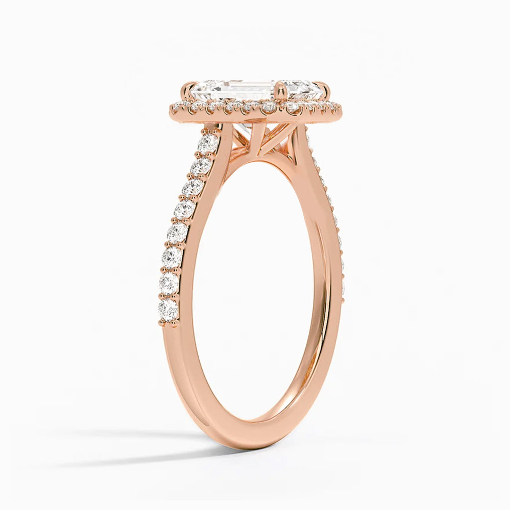 Daphne Emerald-Cut Pavé Lab Diamond Halo Ring