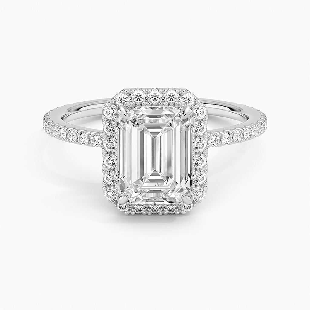 Daphne Emerald-Cut Pavé Lab Diamond Halo Ring
