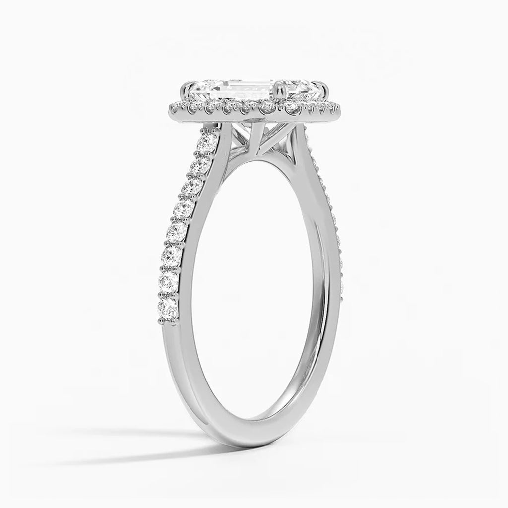 Daphne Emerald-Cut Pavé Lab Diamond Halo Ring