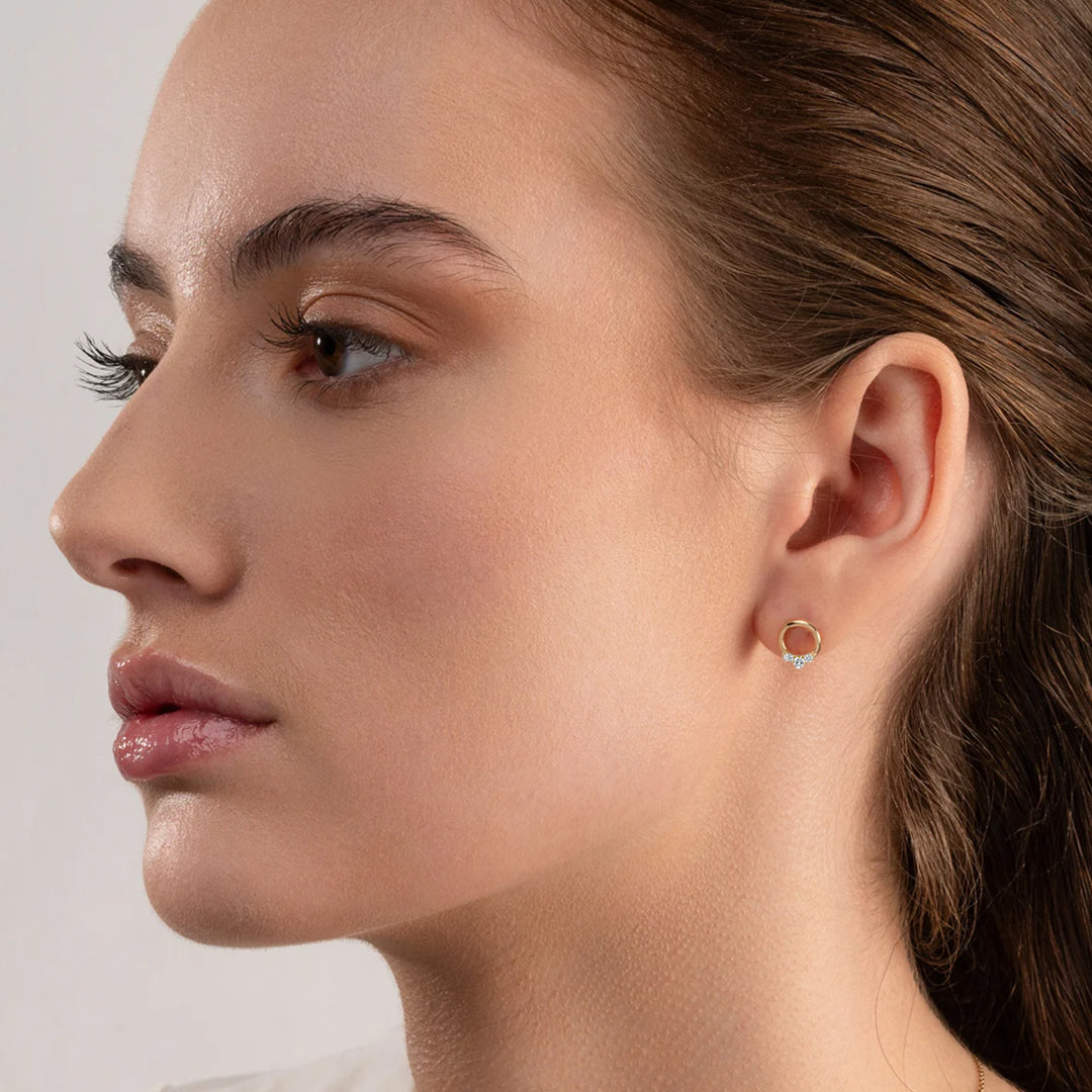 Celestia Circle Moissanite Trio Earrings