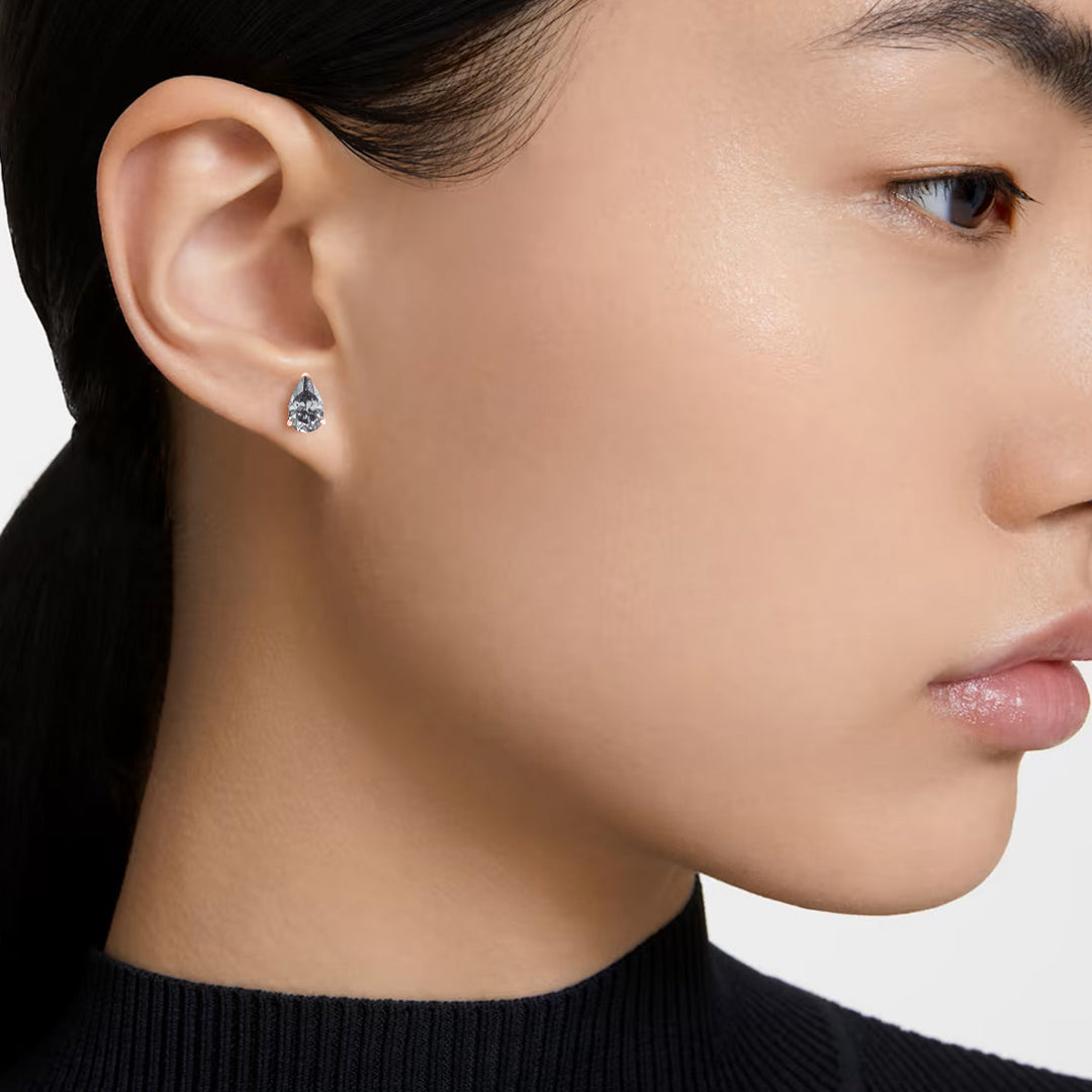 Ember Pear-Cut Grey Moissanite Stud Earrings
