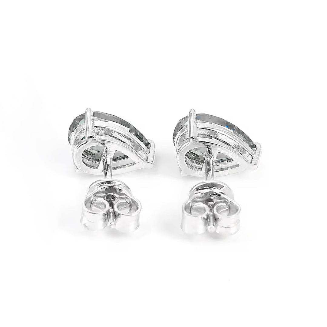 Ember Pear-Cut Grey Moissanite Stud Earrings