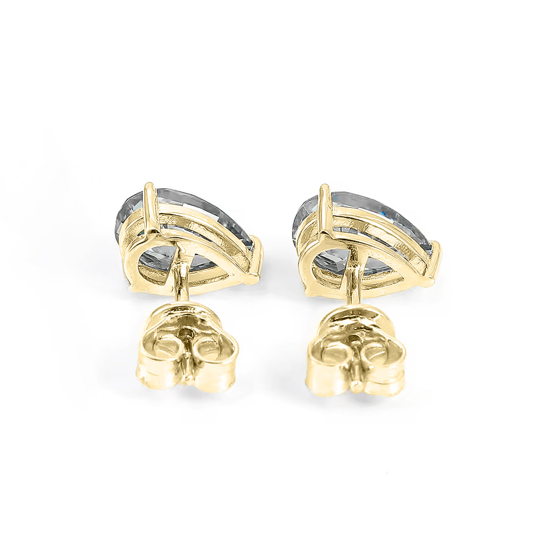 Ember Pear-Cut Grey Moissanite Stud Earrings