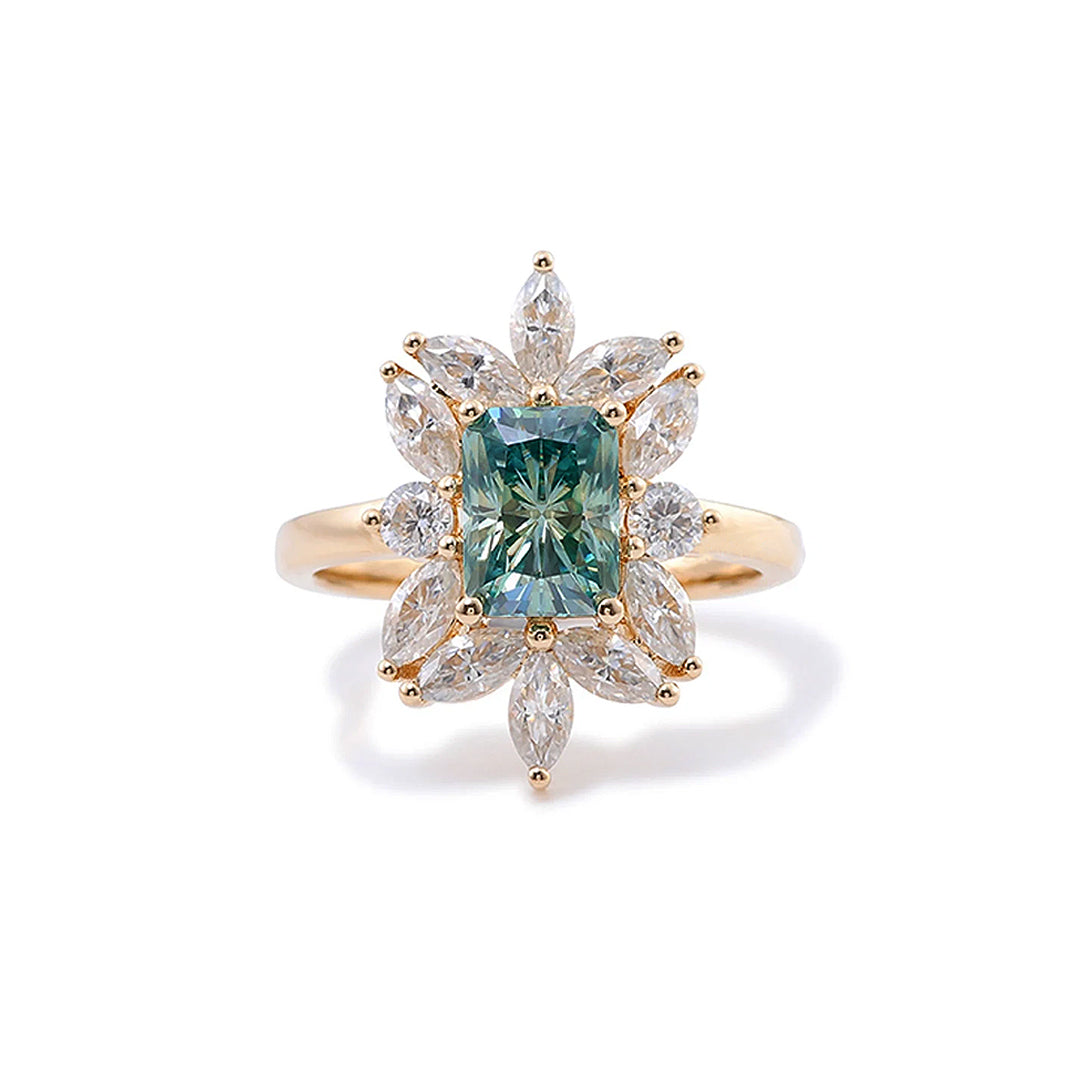 Green Fire Moissanite Ring