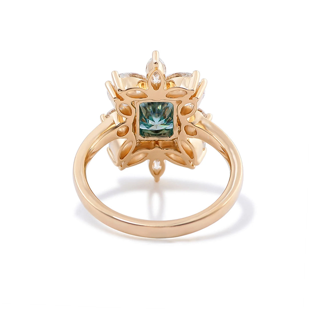 Green Fire Moissanite Ring