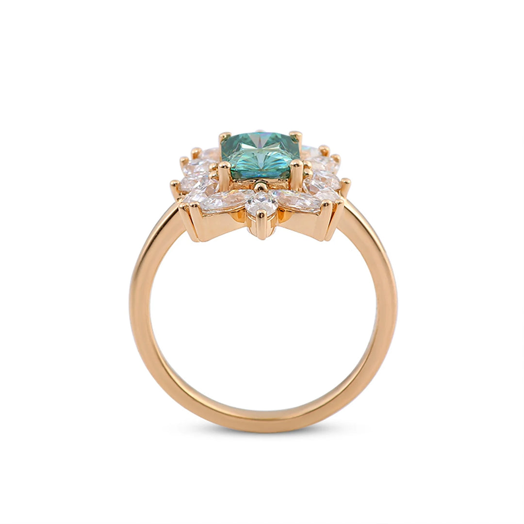 Green Fire Moissanite Ring