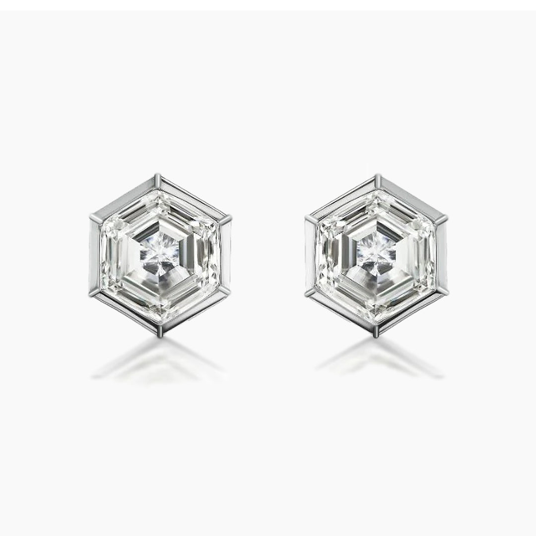 Hexa Bezel Moissanite Earrings