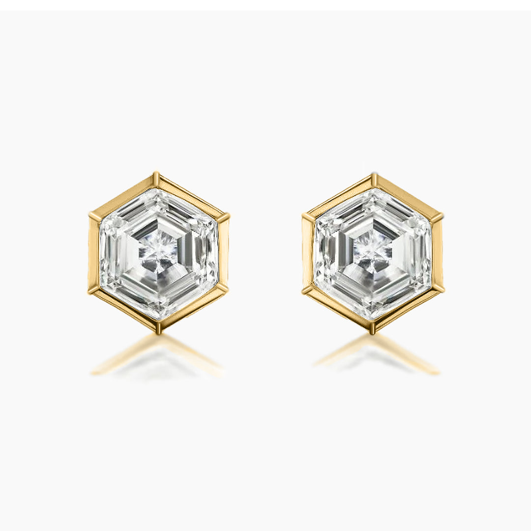 Hexa Bezel Moissanite Earrings