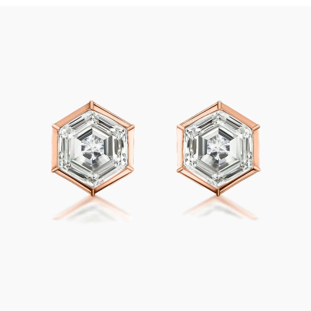 Hexa Bezel Moissanite Earrings