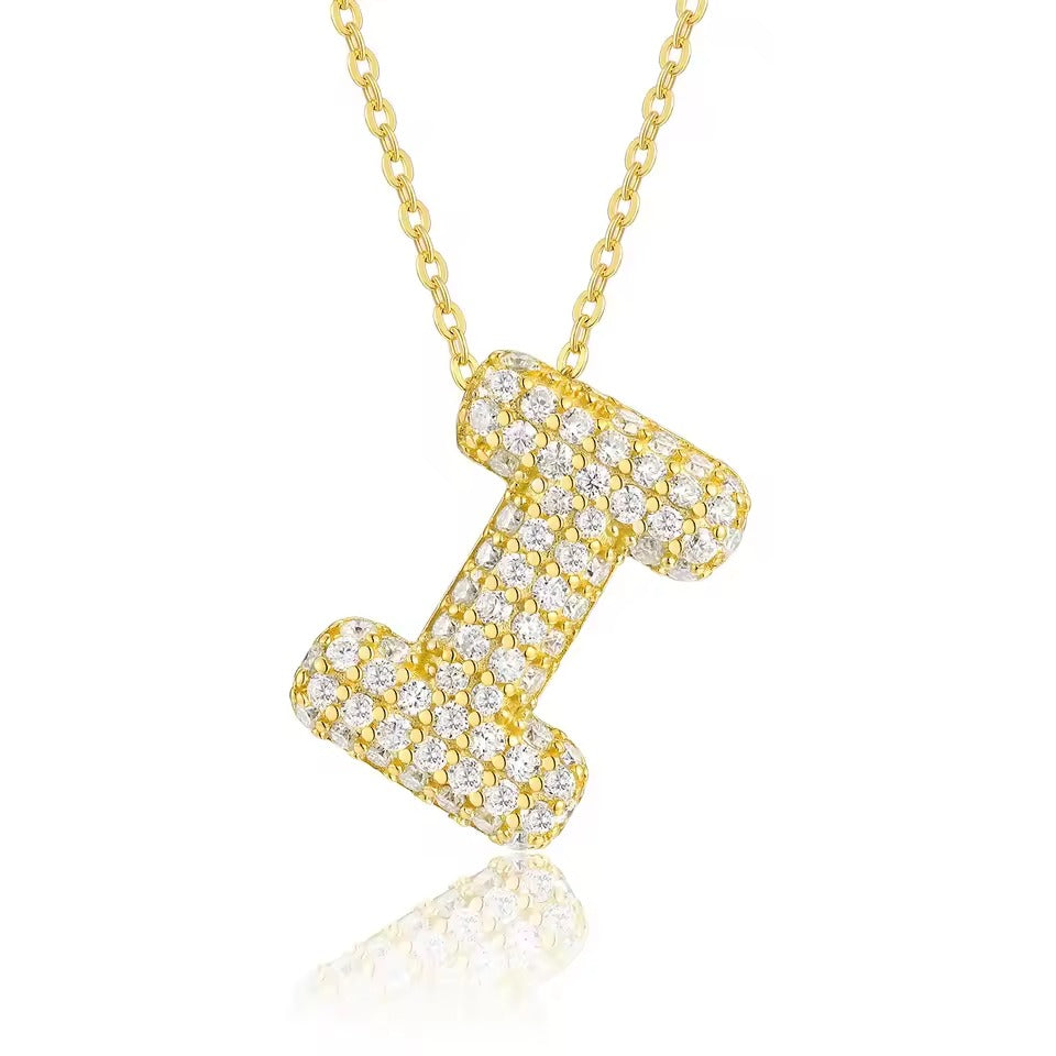 Bling Bubble Initial Letter Moissanite Necklace
