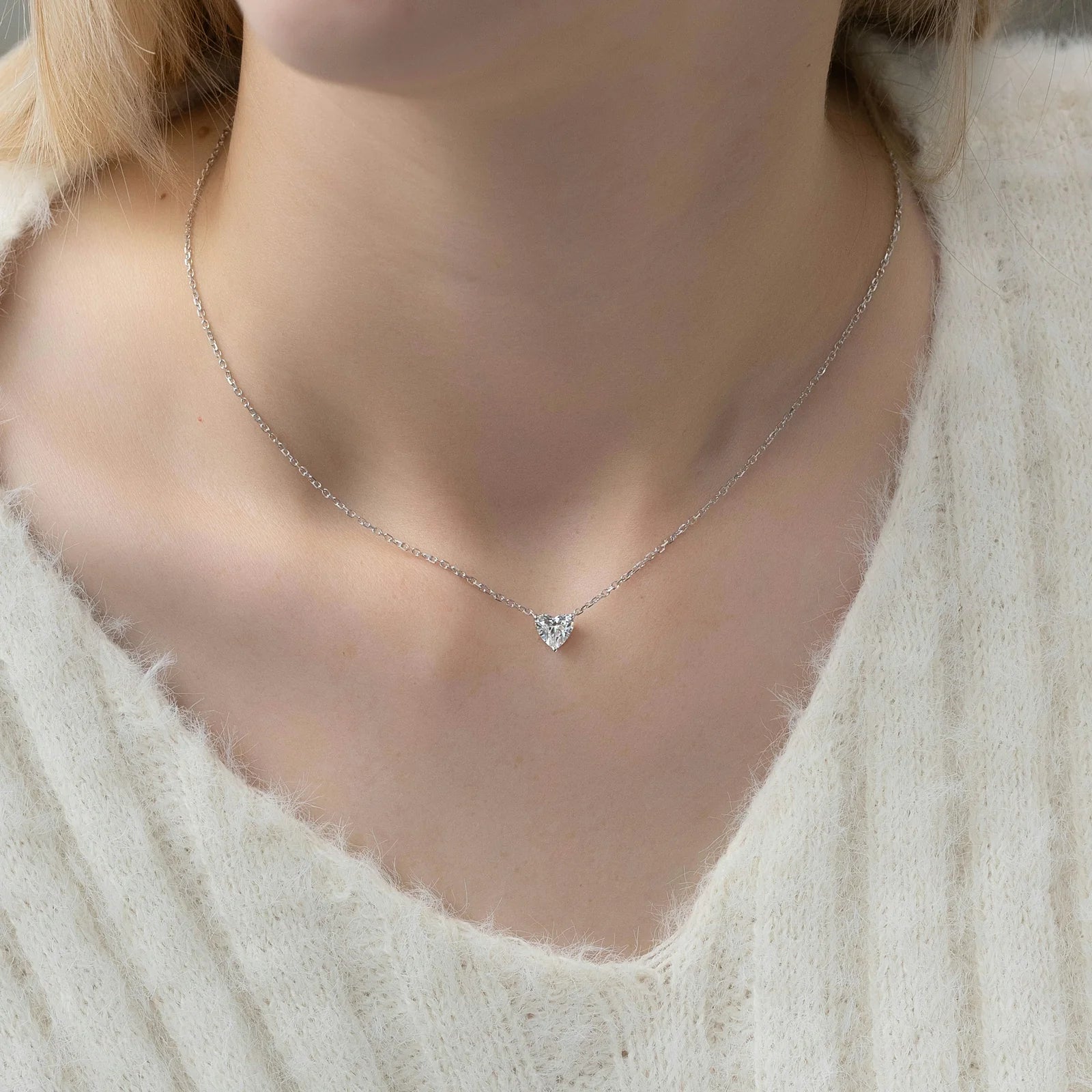 Amorette Heart Shape Moissanite Pendant