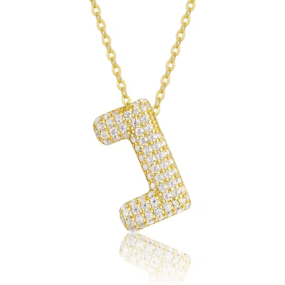Bling Bubble Initial Letter Moissanite Necklace