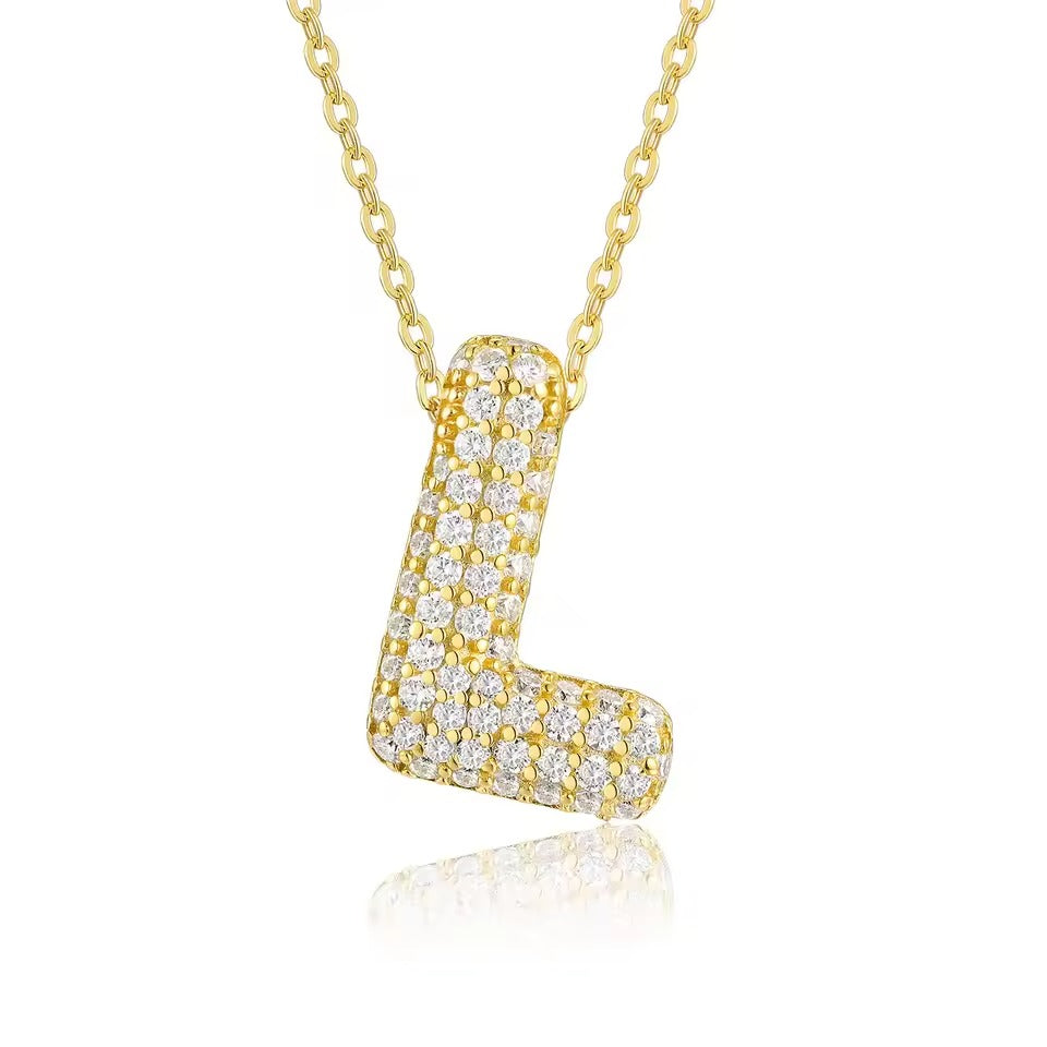 Bling Bubble Initial Letter Moissanite Necklace
