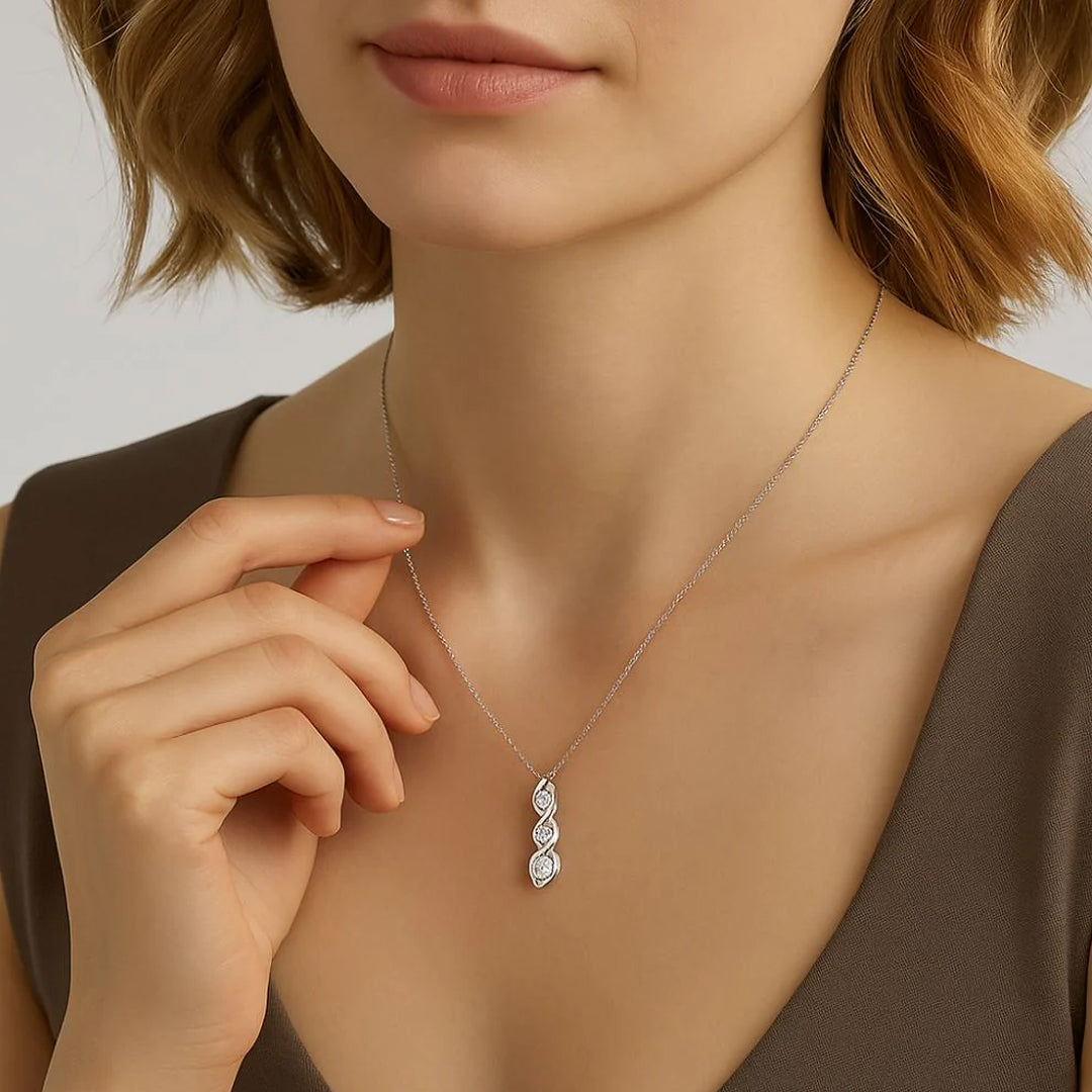 Marissa 3-Stone Moissanite Necklace