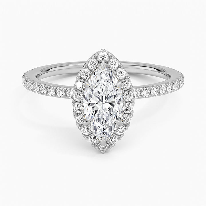 Imani Marquise-Cut Pavé Moissanite Halo Ring