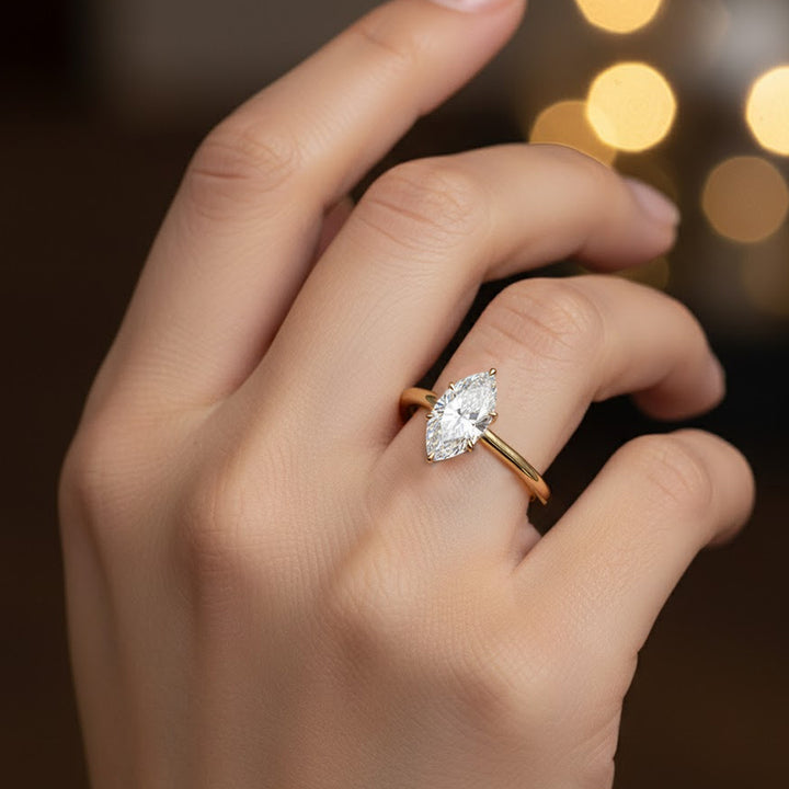 Karie Marquise-Cut Hidden Halo Lab Diamond Ring