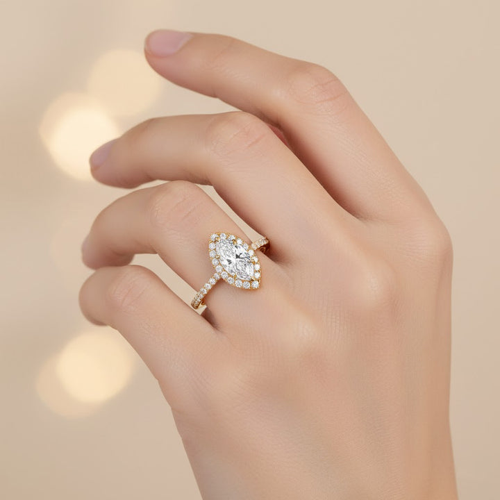 Imani Marquise-Cut Pavé Lab Diamond Halo Ring