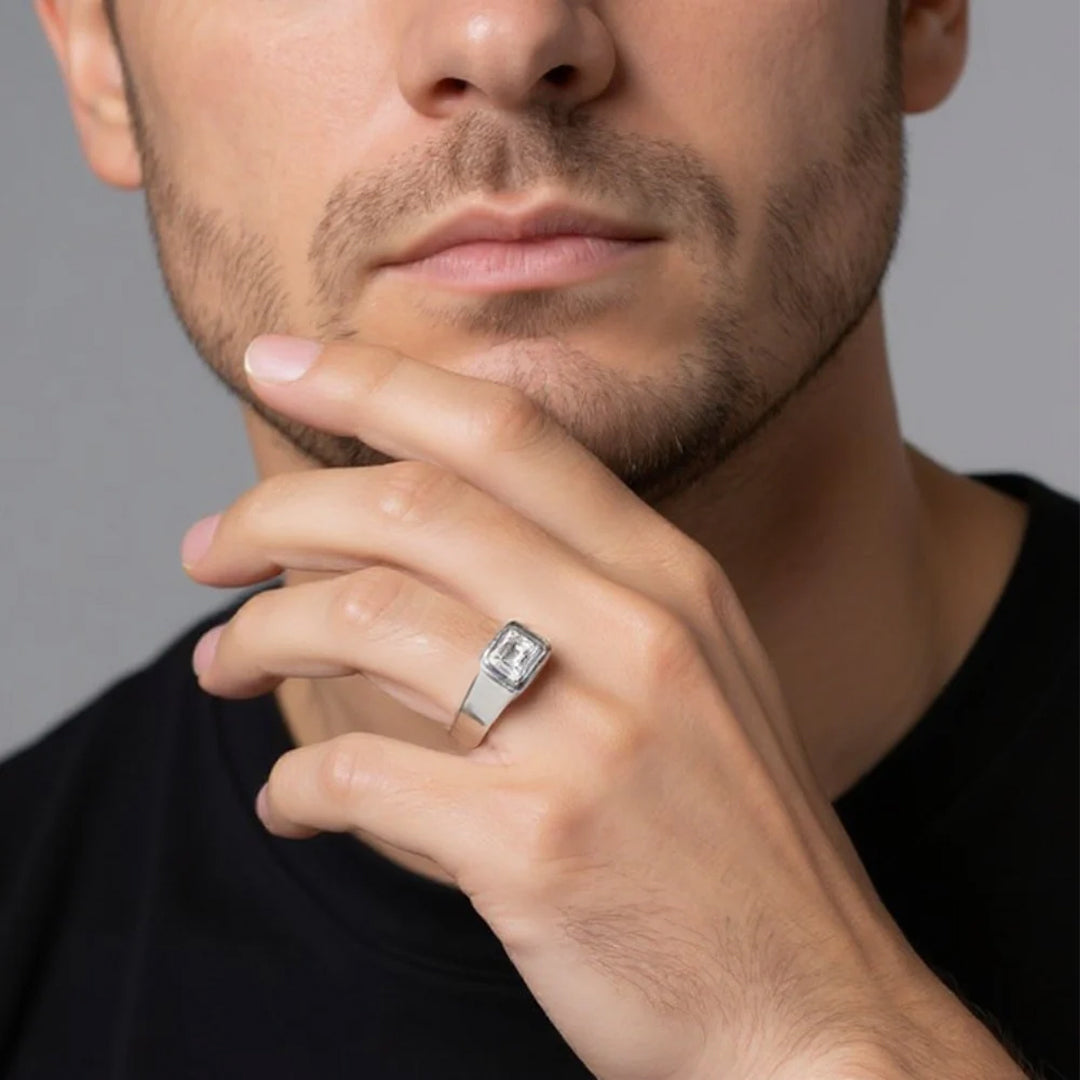 The Journeyman Emerald-Cut Moissanite Ring For Men