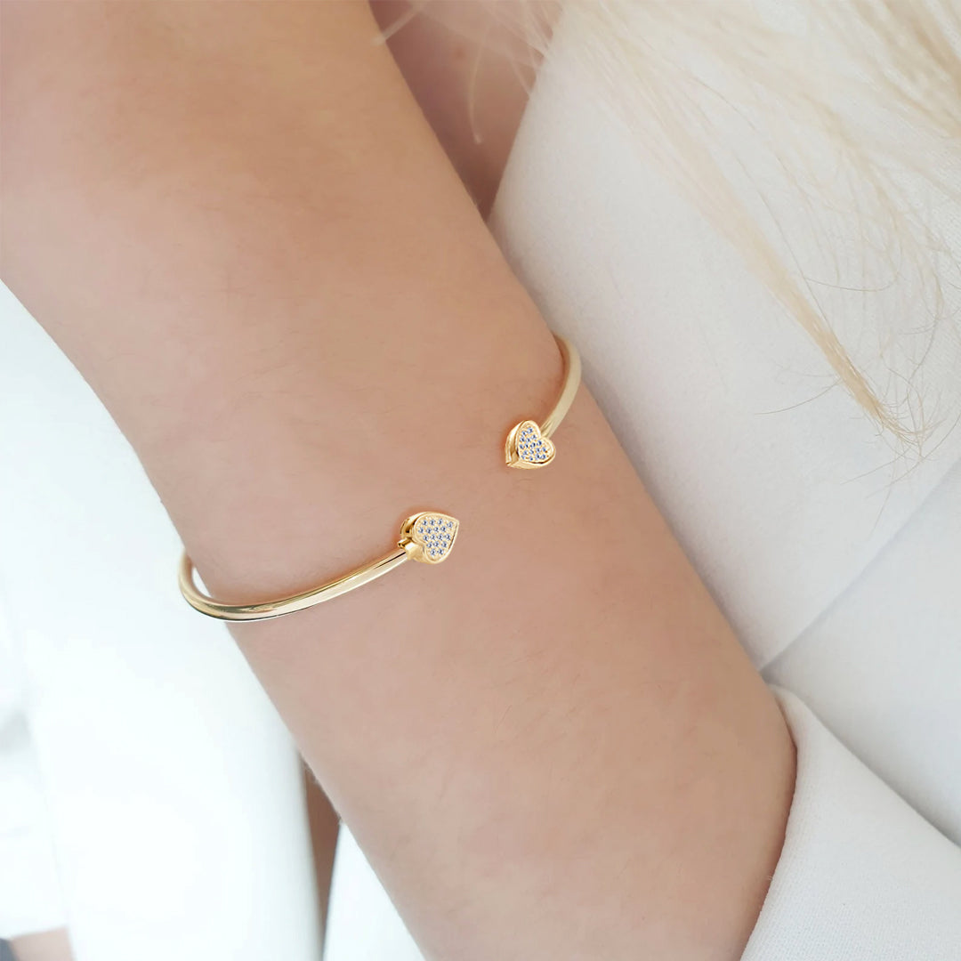 Mia Double Heart Moissanite Cuff Bracelet