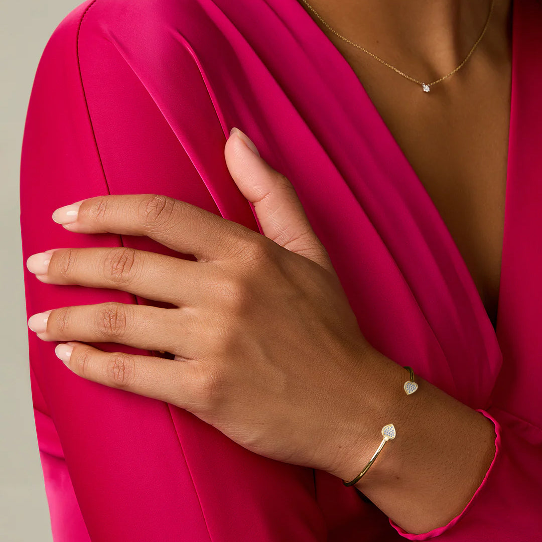 Mia Double Heart Moissanite Cuff Bracelet