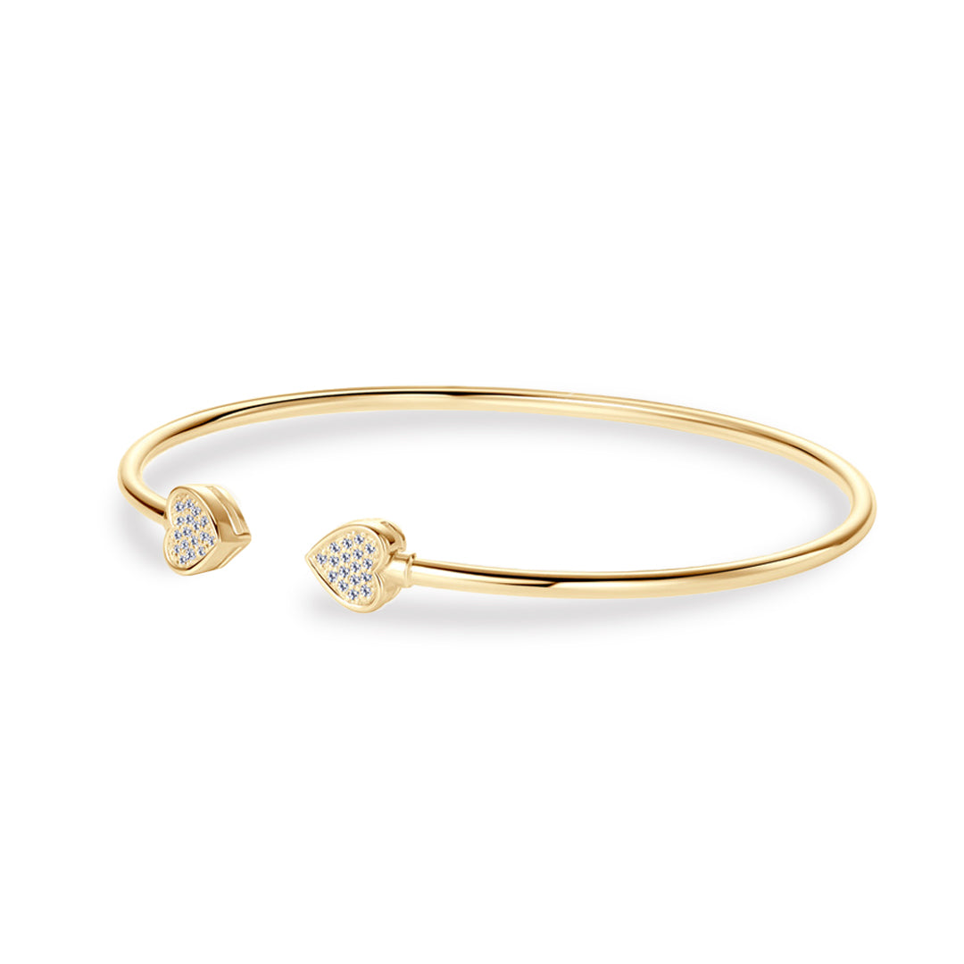 Mia Double Heart Moissanite Cuff Bracelet