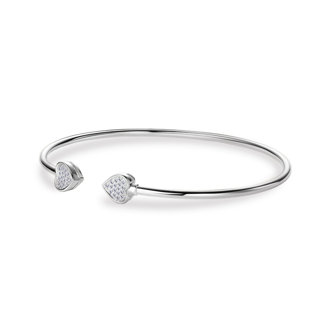 Mia Double Heart Moissanite Cuff Bracelet